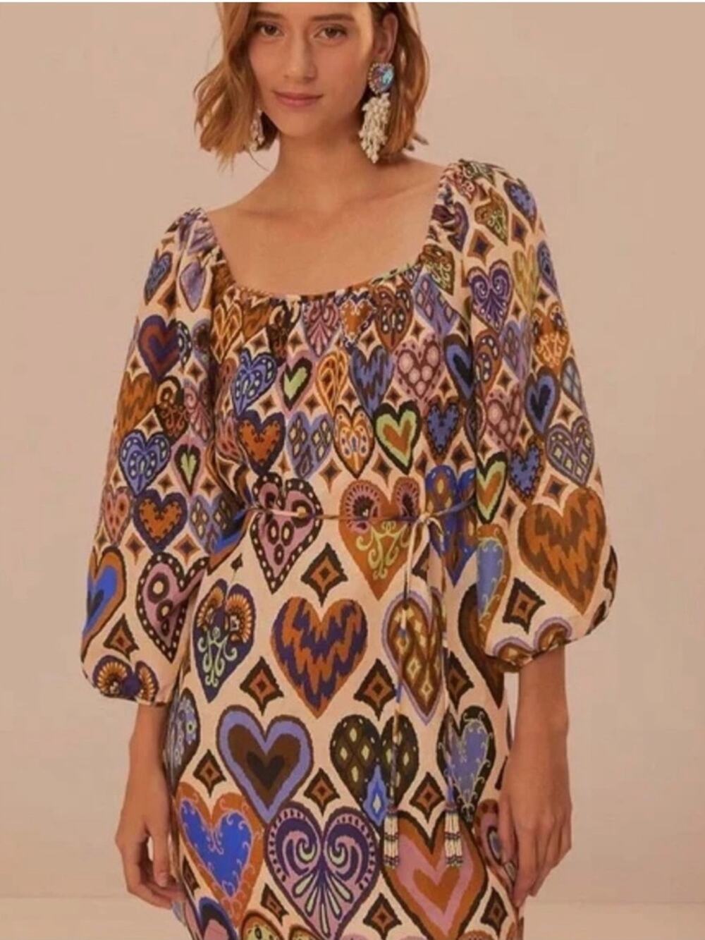 NEW Farm Rio Hearts Ikat Dress Size XS